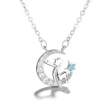 collier en laiton de mode avec pendentifs diamant croissant de lune étoile pendentif bijoux ange collier